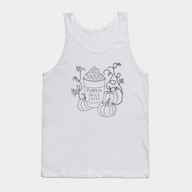 Pumpkin Spice Latte Drink - Black outline only Tank Top by PrintablesPassions